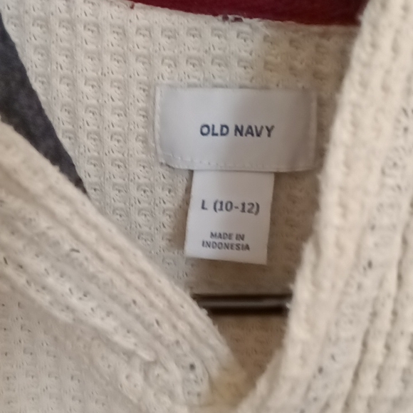 FINAL PRICE OLD NAVY bone and gray hooded sweatshirt Size Large 10/12 - Picture 1 of 3